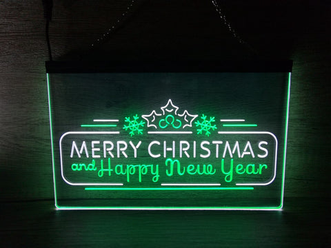 Image of Merry Christmas and Happy New Year Two Tone Illuminated Sign