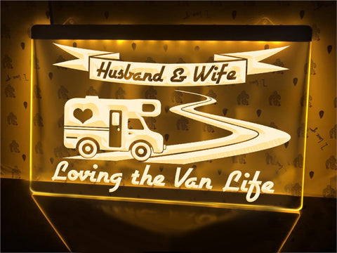 Image of Husband & Wife Loving the Van Life Illuminated Sign
