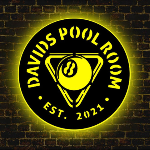 Image of Personalized LED Neon Wooden Pool Room Sign - RGB