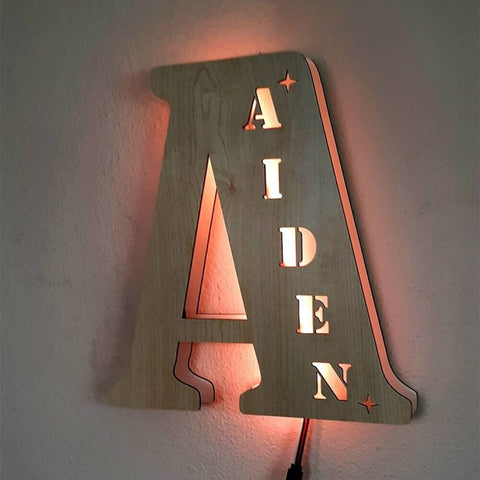 Image of Personalized LED Neon Wooden Night Light Sign