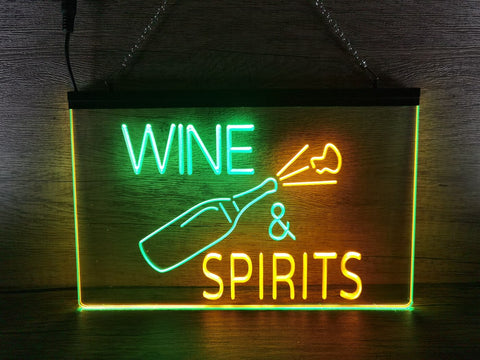 Image of Wine and Spirits Two Tone Illuminated Sign