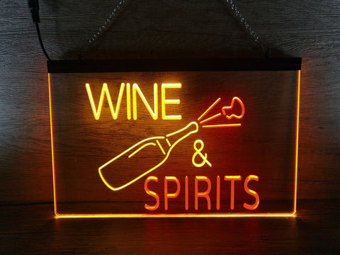 Image of Wine and Spirits Two Tone Illuminated Sign