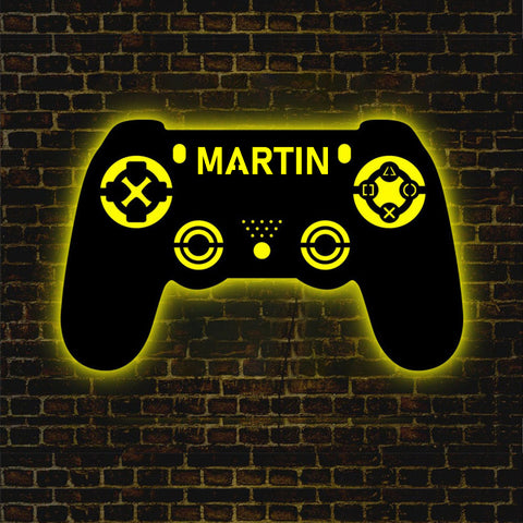 Image of Custom Gamepad LED Neon Wooden Sign - Personalized and Color Changing RGB