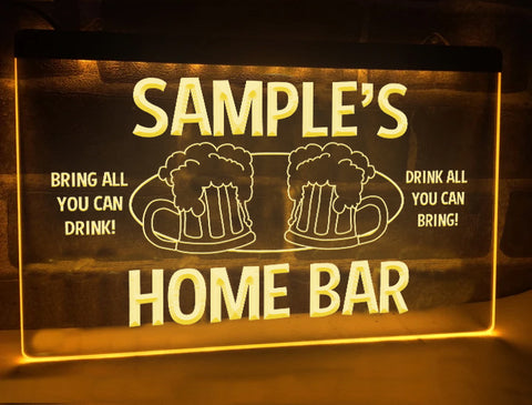 Image of Personalized home bar LED neon sign in yellow