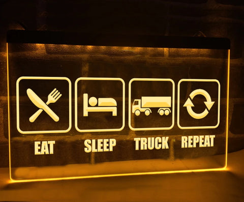 Image of Eat Sleep Truck Repeat Illuminated Sign