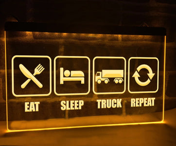 Eat Sleep Truck Repeat Illuminated Sign