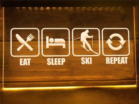 Image of Eat Sleep Ski Illuminated Sign
