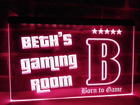 Image of Gaming Room With Personalized Name LED Neon Sign