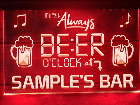 Image of Personalized Beer O'clock LED neon sign in red