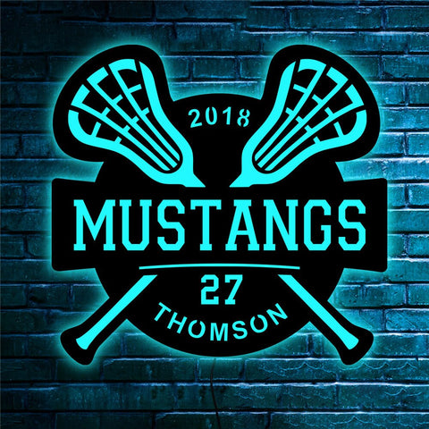 Image of Custom Sports Themed LED Neon Wooden Sign - Personalized and Color Changing