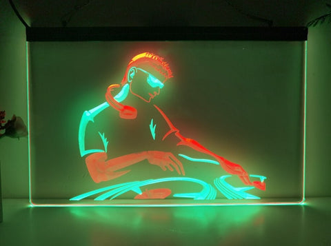 Image of DJ On The Decks Two Tone Illuminated Sign