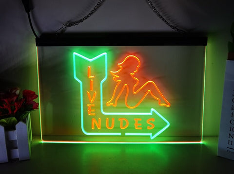 Image of Live Nudes LED Neon Sign in red and green