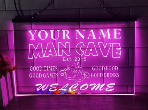 Image of Good Times Man Cave Personalized Illuminated Sign