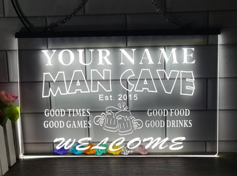 Image of Good Times Man Cave Personalized Illuminated Sign