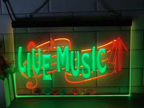 Image of Live Music Illuminated Two Tone LED Neon Sign