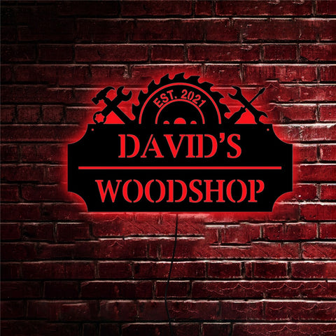 Image of Personalized LED Neon Wooden Workshop Sign - RGB