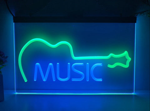 Image of Music Guitar Indie Bar Two Tone Illuminated Sign