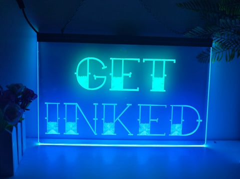 Image of Get Inked Tattoo Studio Two Tone Illuminated Sign