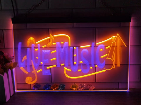 Image of Live Music Illuminated Two Tone LED Neon Sign