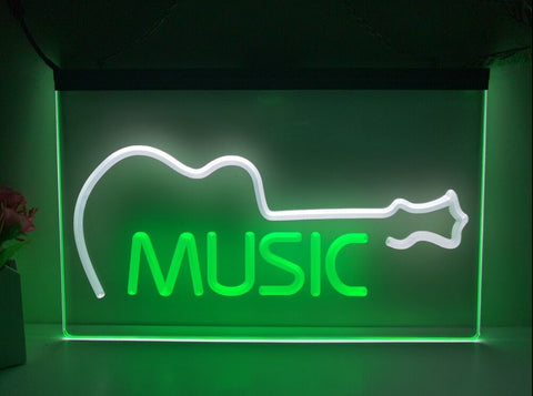 Image of Music Guitar Indie Bar Two Tone Illuminated Sign