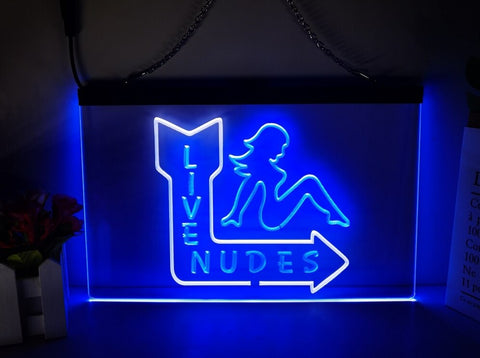 Image of Live Nudes LED Neon Sign in blue and white