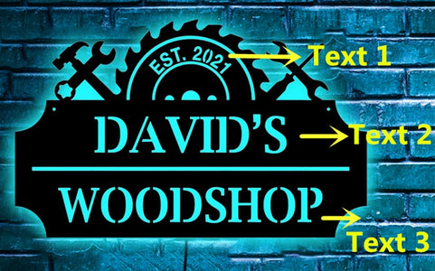 Personalized LED Neon Wooden Workshop Sign - RGB