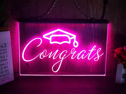 Congrats Graduation Illuminated LED Neon Sign