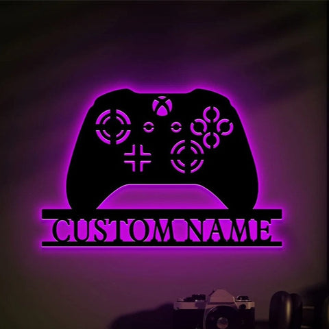 Image of Custom Gamepad LED Neon Wooden Sign - Personalized and Color Changing RGB