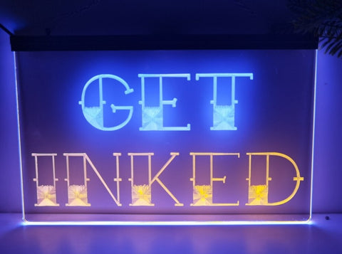 Image of Get Inked Tattoo Studio Two Tone Illuminated Sign