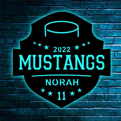 Image of Custom Sports Themed LED Neon Wooden Sign - Personalized and Color Changing