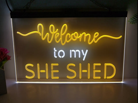Image of Welcome to My She Shed Two Tone Illuminated Sign