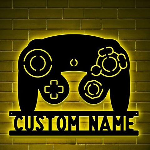 Image of Custom Gamepad LED Neon Wooden Sign - Personalized and Color Changing RGB