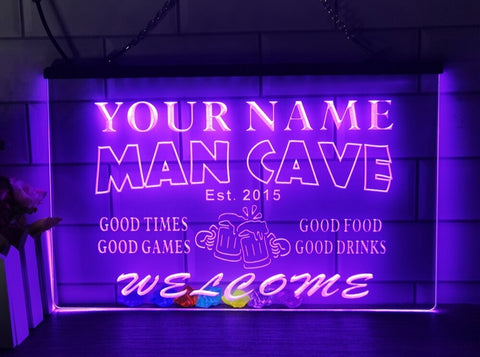 Image of Good Times Man Cave Personalized Illuminated Sign