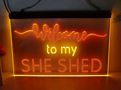 Image of Welcome to My She Shed Two Tone Illuminated Sign
