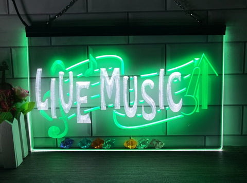Image of Live Music Illuminated Two Tone LED Neon Sign