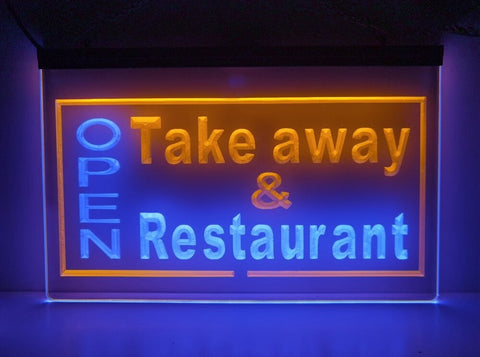 Image of Open Take Away Restaurant Two Tone Illuminated Sign