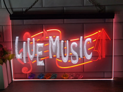 Image of Live Music Illuminated Two Tone LED Neon Sign