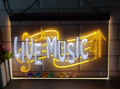 Image of Live Music Illuminated Two Tone LED Neon Sign