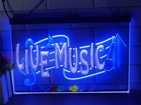 Image of Live Music Illuminated Two Tone LED Neon Sign