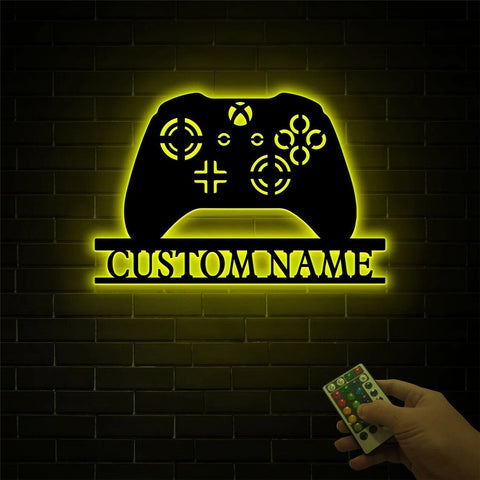 Image of Custom Gamepad LED Neon Wooden Sign - Personalized and Color Changing RGB