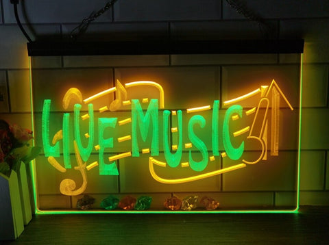 Image of Live Music Illuminated Two Tone LED Neon Sign