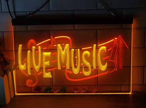 Image of Live Music Illuminated Two Tone LED Neon Sign