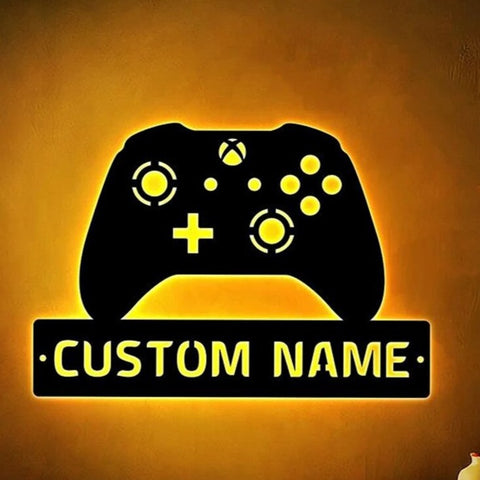 Image of Custom Gamepad LED Neon Wooden Sign - Personalized and Color Changing RGB