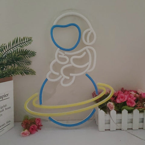Image of Astronaut Chilling on Saturn LED Neon Flex Sign