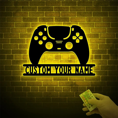 Image of Custom Gamepad LED Neon Wooden Sign - Personalized and Color Changing RGB