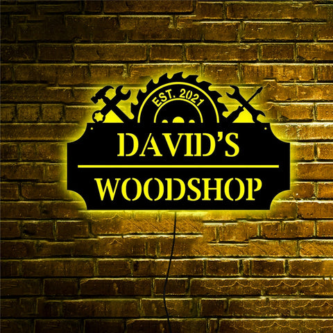 Image of Personalized LED Neon Wooden Workshop Sign - RGB