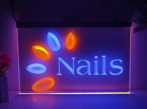 Image of Nails Two Tone Illuminated Sign