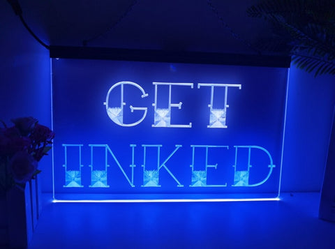 Image of Get Inked Tattoo Studio Two Tone Illuminated Sign