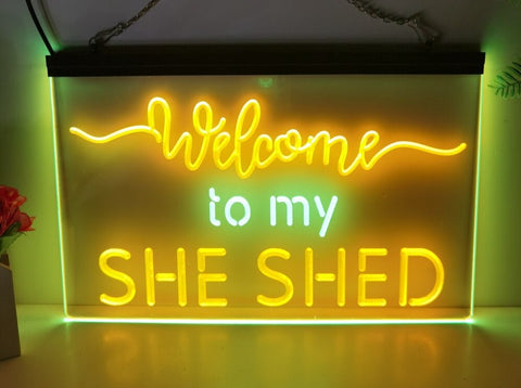 Image of Welcome to My She Shed Two Tone Illuminated Sign