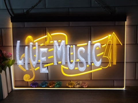 Image of Live Music Illuminated Two Tone LED Neon Sign